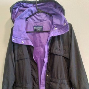 Land's End Women's Size Small Jacket. 3/4 length Black/Purple. Pre-Owned.